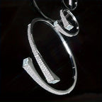 Set Of 2 Bracelets + Rings Set. Hot Selling Explosive Style With Super Shiny Irregular Geometric Synthetic Zirconia. Niche Design, Fashionable, Simple And High-end Open Jewelry. House Of Avana