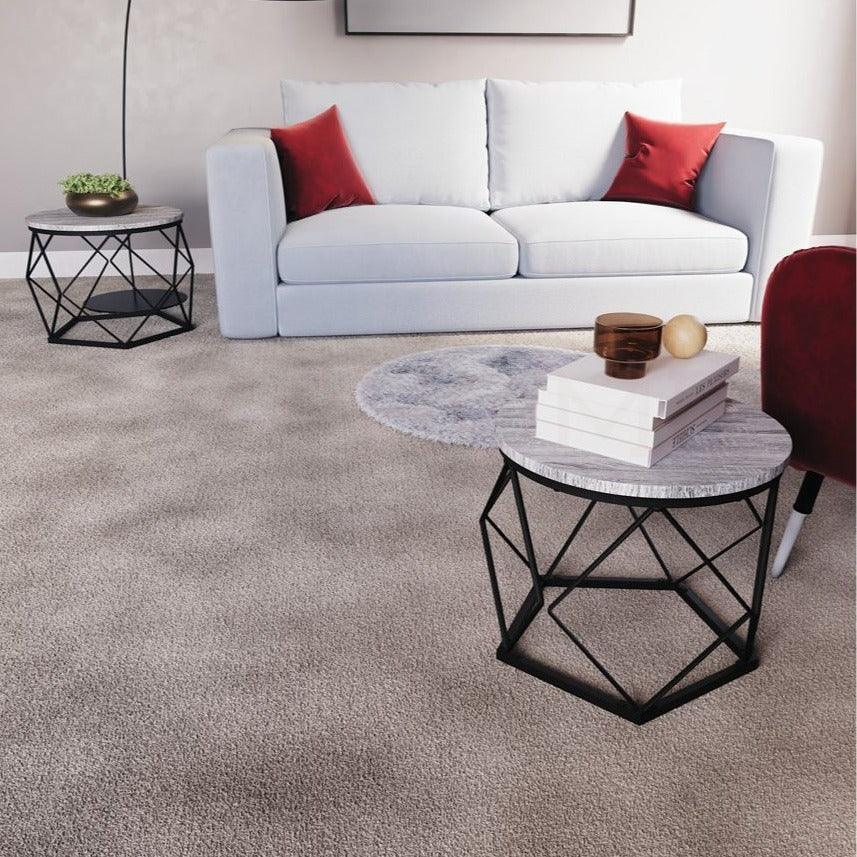 Set of 2 Geometric Nesting Coffee & Side Table, Industrial Style Nest of 2 Geometric Tables Coffee Sofa Side End Table Living Room Furniture, Dark Wood, Grey and Marble House Of Avana