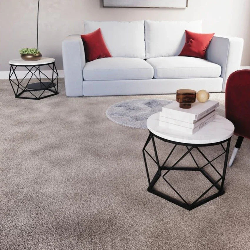 Set of 2 Geometric Nesting Coffee & Side Table, Industrial Style Nest of 2 Geometric Tables Coffee Sofa Side End Table Living Room Furniture, Dark Wood, Grey and Marble House Of Avana