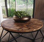 Set of 2 Geometric Nesting Coffee & Side Table, Industrial Style Nest of 2 Geometric Tables Coffee Sofa Side End Table Living Room Furniture, Dark Wood, Grey and Marble House Of Avana