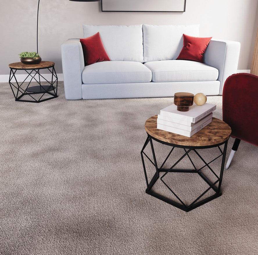 Set of 2 Geometric Nesting Coffee & Side Table, Industrial Style Nest of 2 Geometric Tables Coffee Sofa Side End Table Living Room Furniture, Dark Wood, Grey and Marble House Of Avana