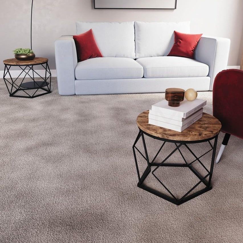 Set of 2 Geometric Nesting Coffee & Side Table, Industrial Style Nest of 2 Geometric Tables Coffee Sofa Side End Table Living Room Furniture, Dark Wood, Grey and Marble House Of Avana