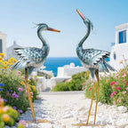 Set of 2 Large Metal Garden Crane Statues - Vintage Outdoor/Indoor Heron Bird Sculptures with Elegant & Golden Design, Sturdy Legs & Ornate Beak - Wedding & Garden Decor, Durable Metal Construction for Patio, Lawn House Of Avana