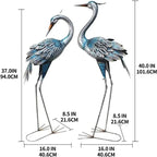 Set of 2 Large Metal-Like Blue Heron & Crane Statues - Vintage Outdoor/ Garden Decor, Wedding & Pond Sculptures with Stakes, Self-Standing U-Base, Durable Heron Bird Statues for Lawn,, Lake (Realistic Flying Crane Pair) House Of Avana