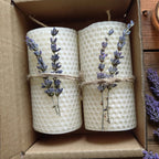 Set of 2 Lavender Scented Beeswax Candles - Perfect Gift Box for Couples, Seasonal Events, Spiritual Use, Home Decoration, Holiday Present | Romantic Gift Box | Fragrant Candle House Of Avana [[SKU:HOA-CAN-407]]