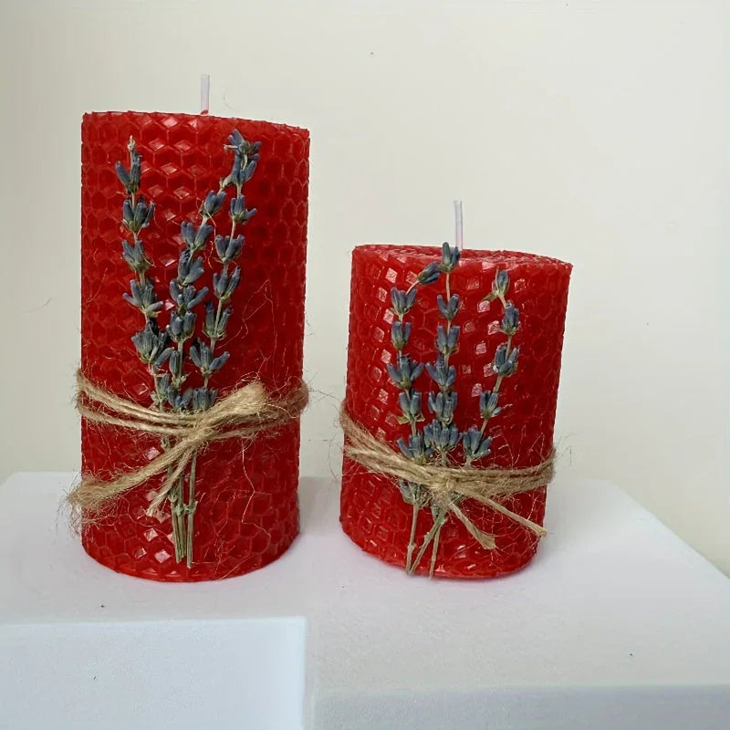 Set of 2 Lavender Scented Beeswax Candles - Perfect Gift Box for Couples, Seasonal Events, Spiritual Use, Home Decoration, Holiday Present | Romantic Gift Box | Fragrant Candle House Of Avana