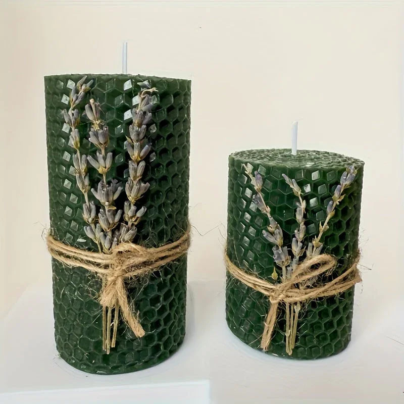 Set of 2 Lavender Scented Beeswax Candles - Perfect Gift Box for Couples, Seasonal Events, Spiritual Use, Home Decoration, Holiday Present | Romantic Gift Box | Fragrant Candle House Of Avana [[SKU:HOA-CAN-407]]