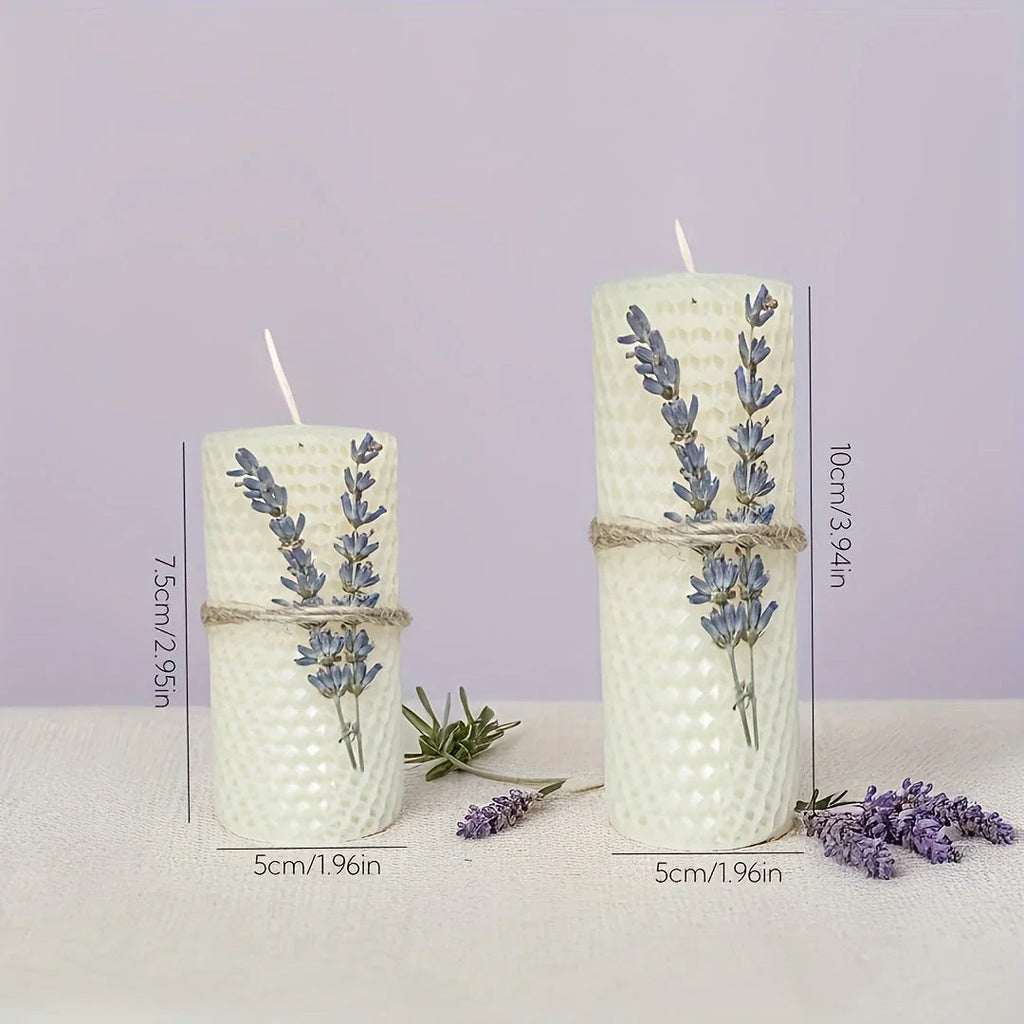 Set of 2 Lavender Scented Beeswax Candles - Perfect Gift Box for Couples, Seasonal Events, Spiritual Use, Home Decoration, Holiday Present | Romantic Gift Box | Fragrant Candle House Of Avana [[SKU:HOA-CAN-407]]
