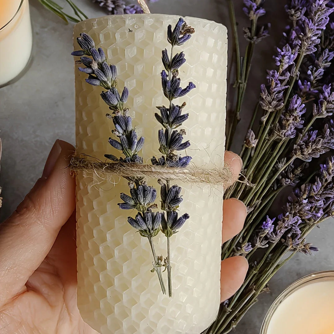 Set of 2 Lavender Scented Beeswax Candles - Perfect Gift Box for Couples, Seasonal Events, Spiritual Use, Home Decoration, Holiday Present | Romantic Gift Box | Fragrant Candle House Of Avana [[SKU:HOA-CAN-407]]