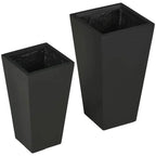 Set of 2 Modern Lightweight Black Outdoor Patio Flower Pot Tall Planter Box