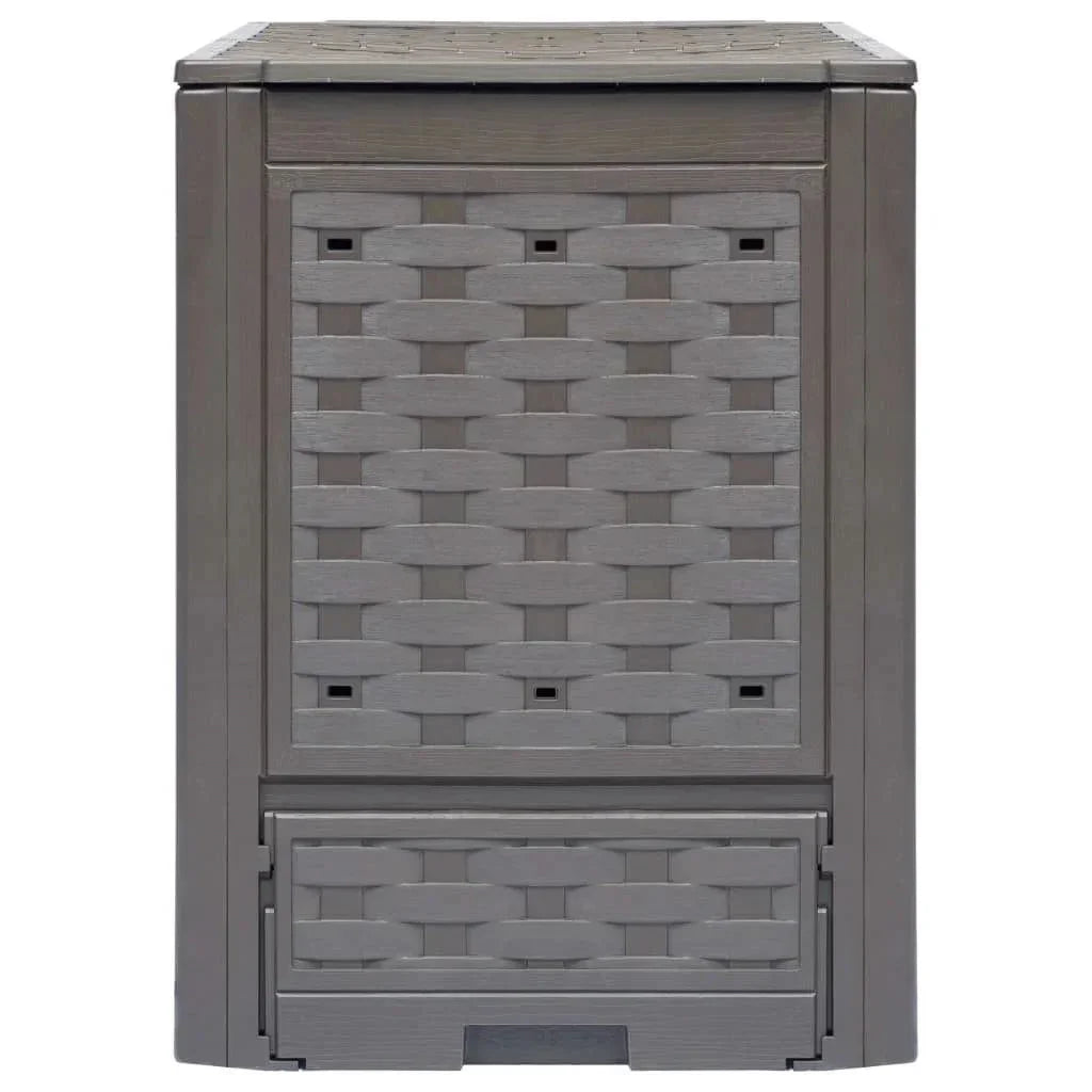 Set of 2 - Outdoor Garden 158 Gallon Compost Bin Set in Brown Plastic Rattan