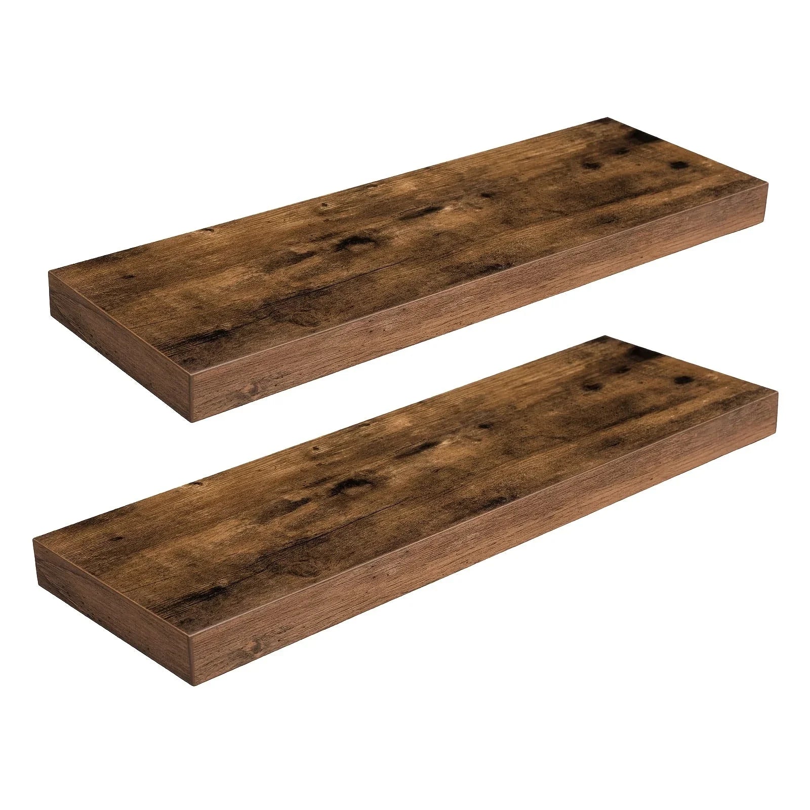 Floating Shelves 2pcs Set Wall-Mounted Shelves, 60cm Rustic Brown Artificial Wood Display Stands for Bathroom, Bedroom, Kitchen, Office - Easy Assembly, No Power Needed, Shelves for Wall, Floating Shelves House Of Avana