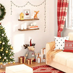 Floating Shelves 2pcs Set Wall-Mounted Shelves, 60cm Rustic Brown Artificial Wood Display Stands for Bathroom, Bedroom, Kitchen, Office - Easy Assembly, No Power Needed, Shelves for Wall, Floating Shelves House Of Avana