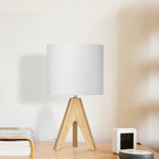 Set of 2 - Scandinavian Style Tripod Desk Lamp with White Linen Drum Shade