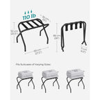 Set of 2- Sturdy Black Metal Folding Luggage Rack