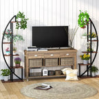 Set of 2 - Symmetrical Modern Metal Wood 10-Shelf Plant Stand