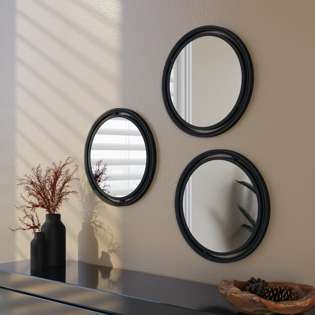 SET OF 3 GLOBE Mirror Modernized Pottery