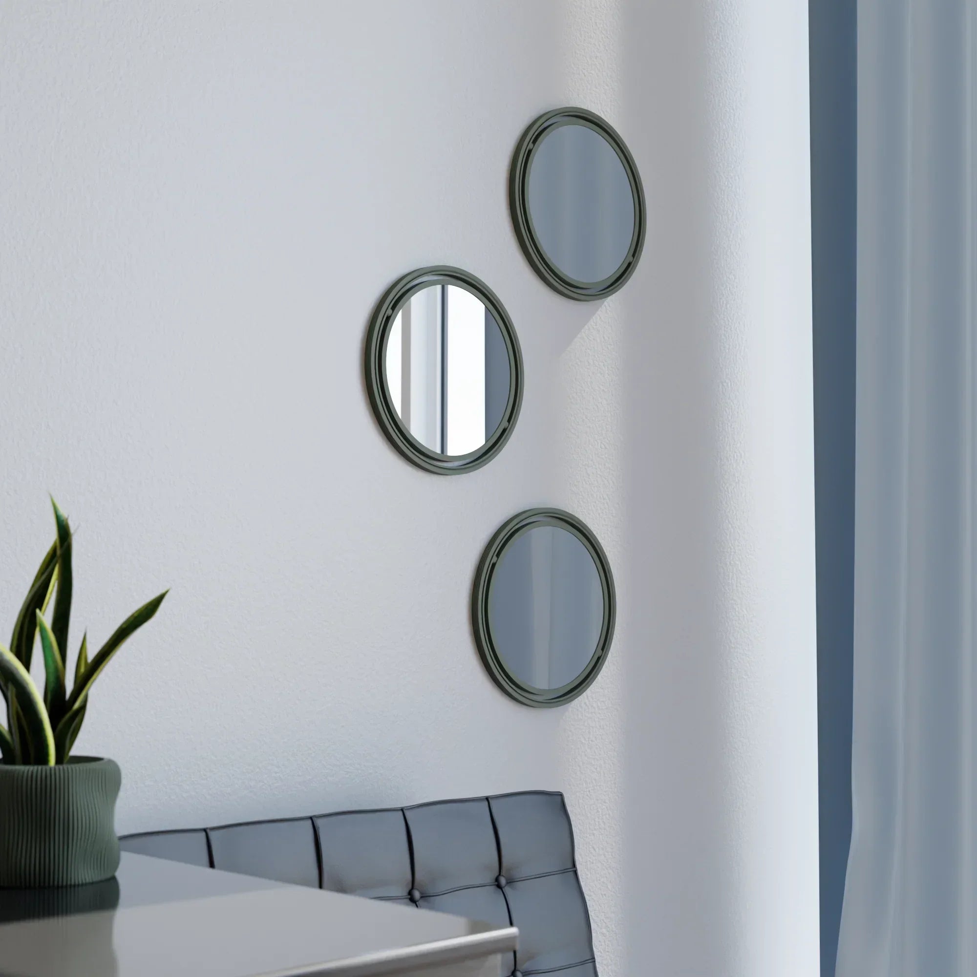 SET OF 3 GLOBE Mirror Modernized Pottery