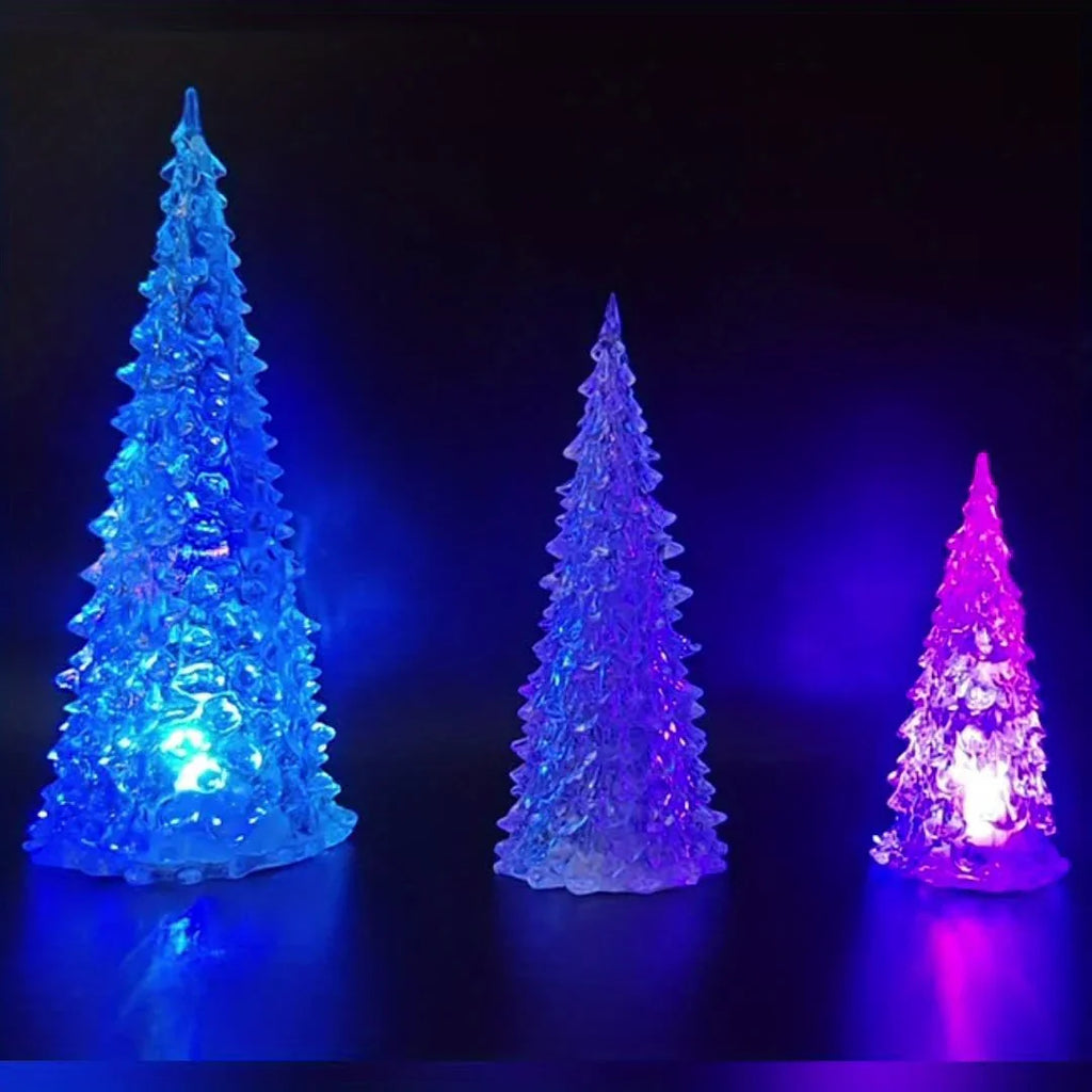 Lighted Acrylic Christmas Trees Acrylic LED Lighted Christmas Tree: 5in/6. 5in/8. 5in Crystal Xmas Tree Lamp Mini Colorful Glowing Tree Figurine Night Light Holiday Party Table Centerpiece House Of Avana