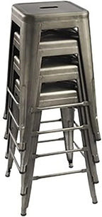 Set of 4 - 24-in. Indoor/Outdoor Backless Stacking Gunmetal Grey Metal Barstools