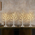 Birch Tree with Led Lights, White Christmas Tree Decorations Indoor with Timer, Lighted Mini Small Artificial Lamp Prelit Twig Tree Battery Operated for Table Centerpiece Home Decor 4Pack House Of Avana