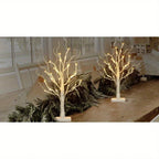 Birch Tree with Led Lights, White Christmas Tree Decorations Indoor with Timer, Lighted Mini Small Artificial Lamp Prelit Twig Tree Battery Operated for Table Centerpiece Home Decor 4Pack House Of Avana