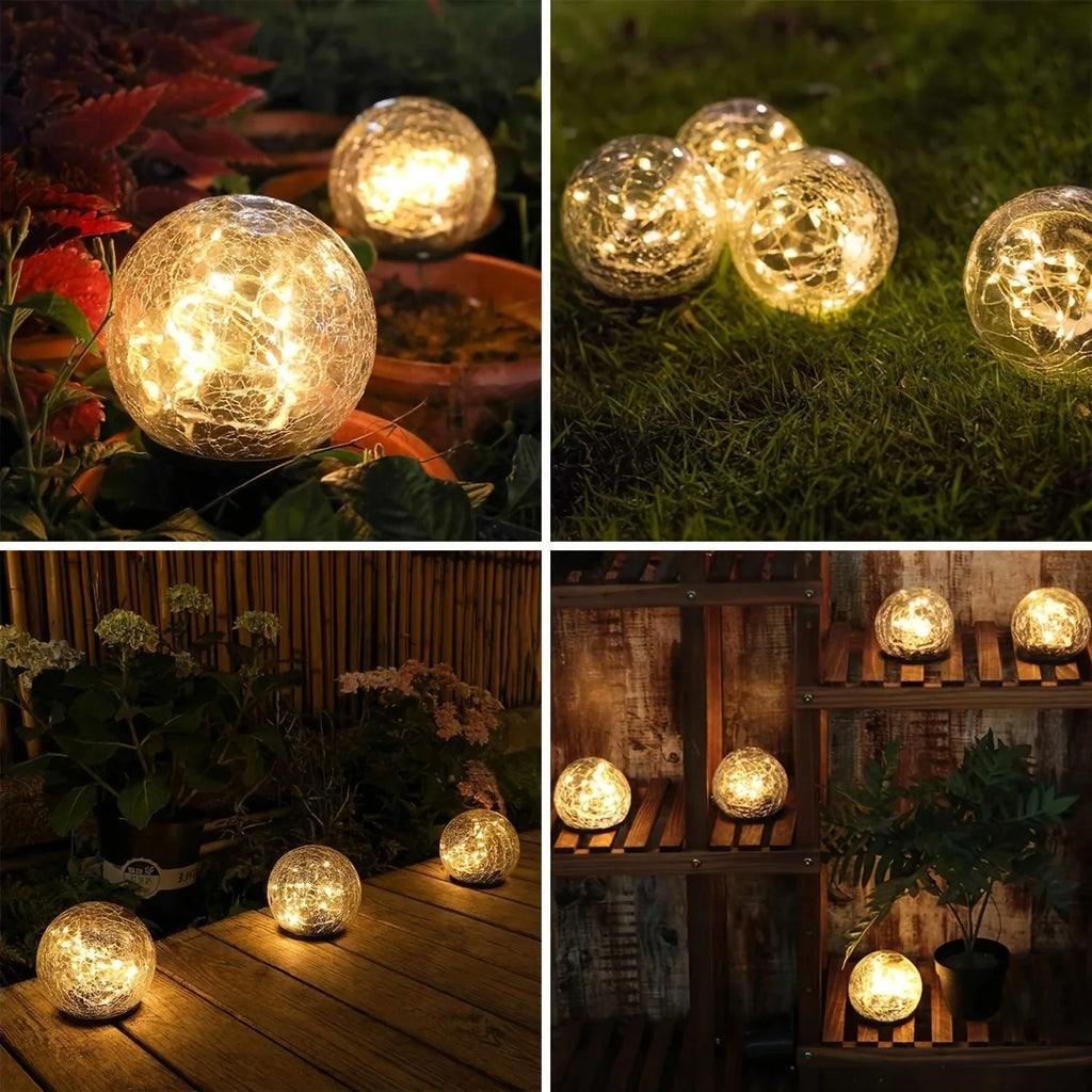 1/2/4 Sets Of Garden Solar Lights, Cracked Glass Bulb LED Outdoor Decorative Lights, Solar Floor Lights, Garden Landscape Lawn Lights, IP44 Waterproof And Durable, Suitable For Courtyards, Lawns And Gardens And Universal Holi House Of Avana