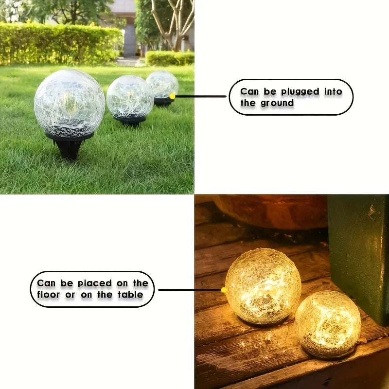 1/2/4 Sets Of Garden Solar Lights, Cracked Glass Bulb LED Outdoor Decorative Lights, Solar Floor Lights, Garden Landscape Lawn Lights, IP44 Waterproof And Durable, Suitable For Courtyards, Lawns And Gardens And Universal Holi House Of Avana