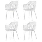 Set of 4 Modern Mid-Century White Mesh Dining Chair with Ergonomic Backrest