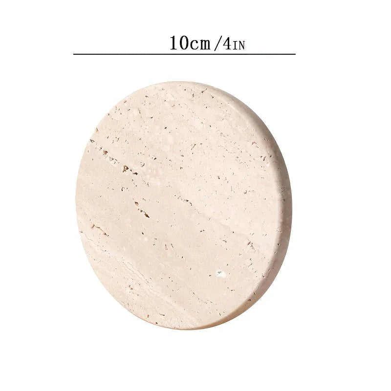 Set of 4 Natural Beige & Marble Coasters with Non-Slip Cork Backing - 10.16cm Round Stone Drink Coasters, Beige/White/Gray/Black Marble Patterns, Sturdy & Durable Table Protectors for Home Decor, Housewarming Wedding Gift, Sc House Of Avana [[SKU:HOA-TBL-011]]