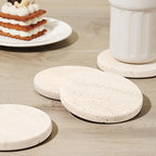 Set of 4 Natural Beige & Marble Coasters with Non-Slip Cork Backing - 10.16cm Round Stone Drink Coasters, Beige/White/Gray/Black Marble Patterns, Sturdy & Durable Table Protectors for Home Decor, Housewarming Wedding Gift, Sc House Of Avana
