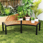 Set of 4 - Round Outdoor Metal Wood Backless Bench - Around Table Tree Fire Pit