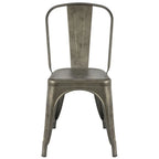 Set of 4 - Stackable Modern Cafe Bistro Dining Side Chair in Gun Metal Finish