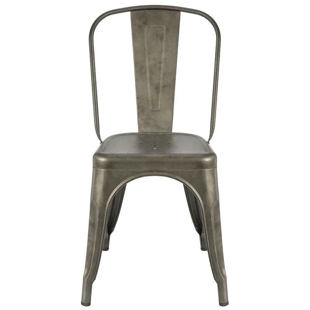 Set of 4 - Stackable Modern Cafe Bistro Dining Side Chair in Gun Metal Finish