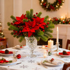 5-Pack Premium Poinsettia Pine Branch Artificial Flowers with Faux Pinecones and Berries Bouquet - Holiday Faux Flower Decor, Suitable for Home Decor, Wreath Decor, Christmas Theme, Christmas, DIY Indoor and Outdoor Wedding P House Of Avana