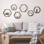 Set of 6 Hexagon Floating Shelves Farmhouse Honeycomb Wall Storage Shelf Wood Display Hexagonal Shelves Wall Mounted Hanging Rustic Shelf Racks for Bedroom Living Room Hallway Office Decor House Of Avana