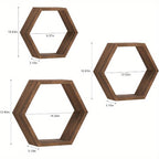 Set of 6 Hexagon Floating Shelves Farmhouse Honeycomb Wall Storage Shelf Wood Display Hexagonal Shelves Wall Mounted Hanging Rustic Shelf Racks for Bedroom Living Room Hallway Office Decor House Of Avana