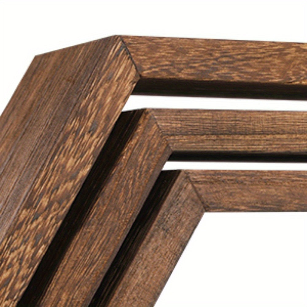 Set of 6 Hexagon Floating Shelves Farmhouse Honeycomb Wall Storage Shelf Wood Display Hexagonal Shelves Wall Mounted Hanging Rustic Shelf Racks for Bedroom Living Room Hallway Office Decor House Of Avana