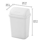 Set of 6 - White 7.8 Gallon Swing Top Kitchen Wastebasket Trash Can