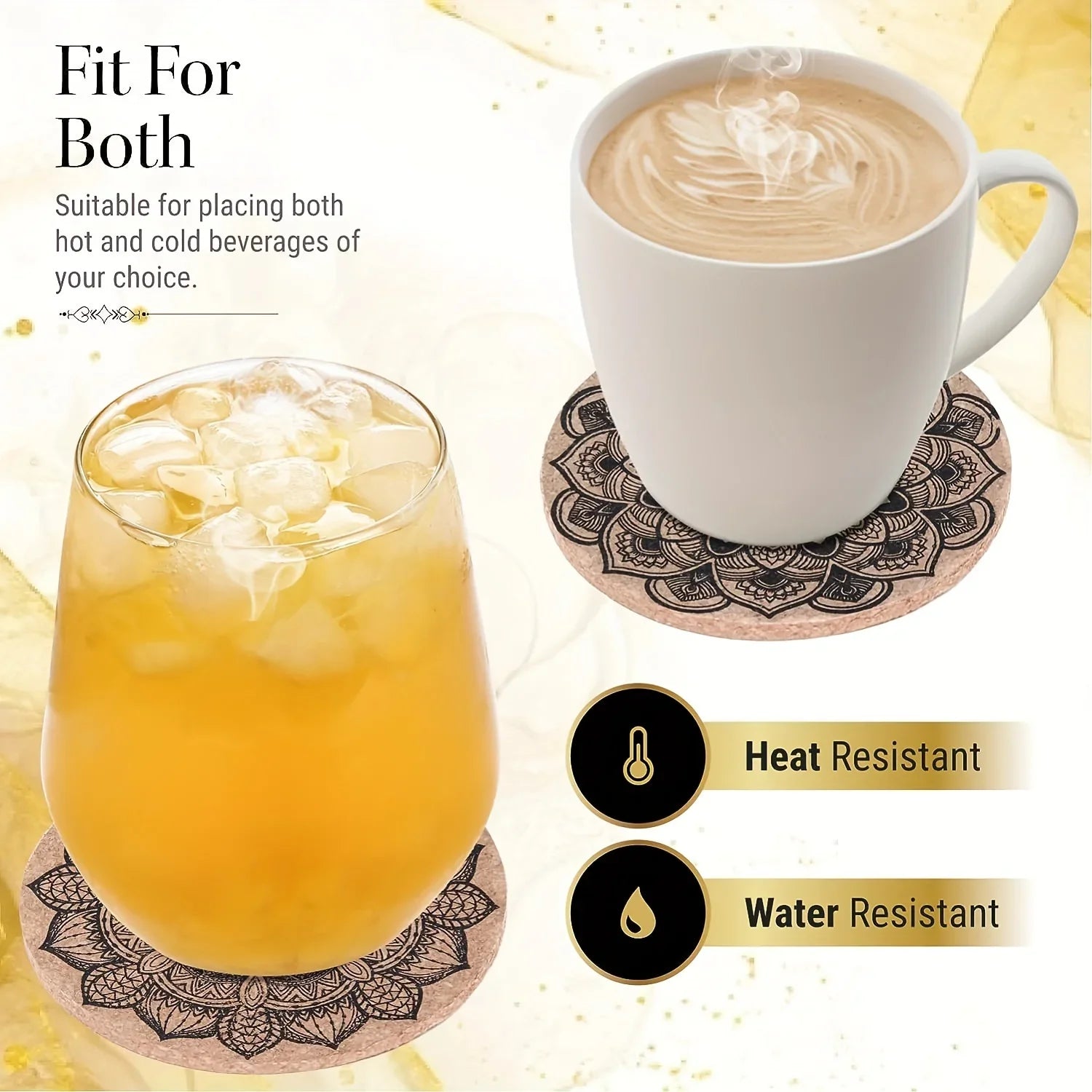 Set of 8-Piece Premium Cork Coasters - House Of Avana