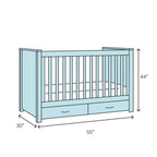 SF Home Solid Wood Convertible Crib in Grey - Toddler Bed Sold Separately