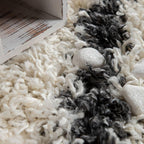 Shag Rug Cream with Diamond Pattern Scandi Design, side view - House Of Avana