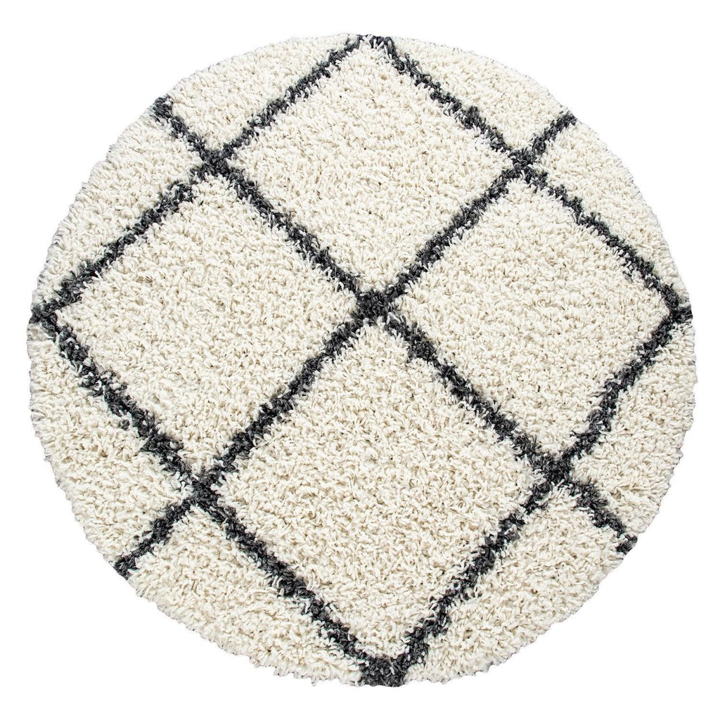 Shag Rug Cream with Diamond Pattern Scandi Design, lifestyle image - House Of Avana