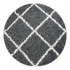 Shag Rug Dark Gray with Diamond Pattern Scandi Design RugYourHome