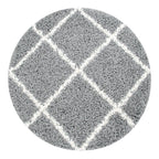 Shag Rug Grey with Diamond Pattern Scandi Design RugYourHome