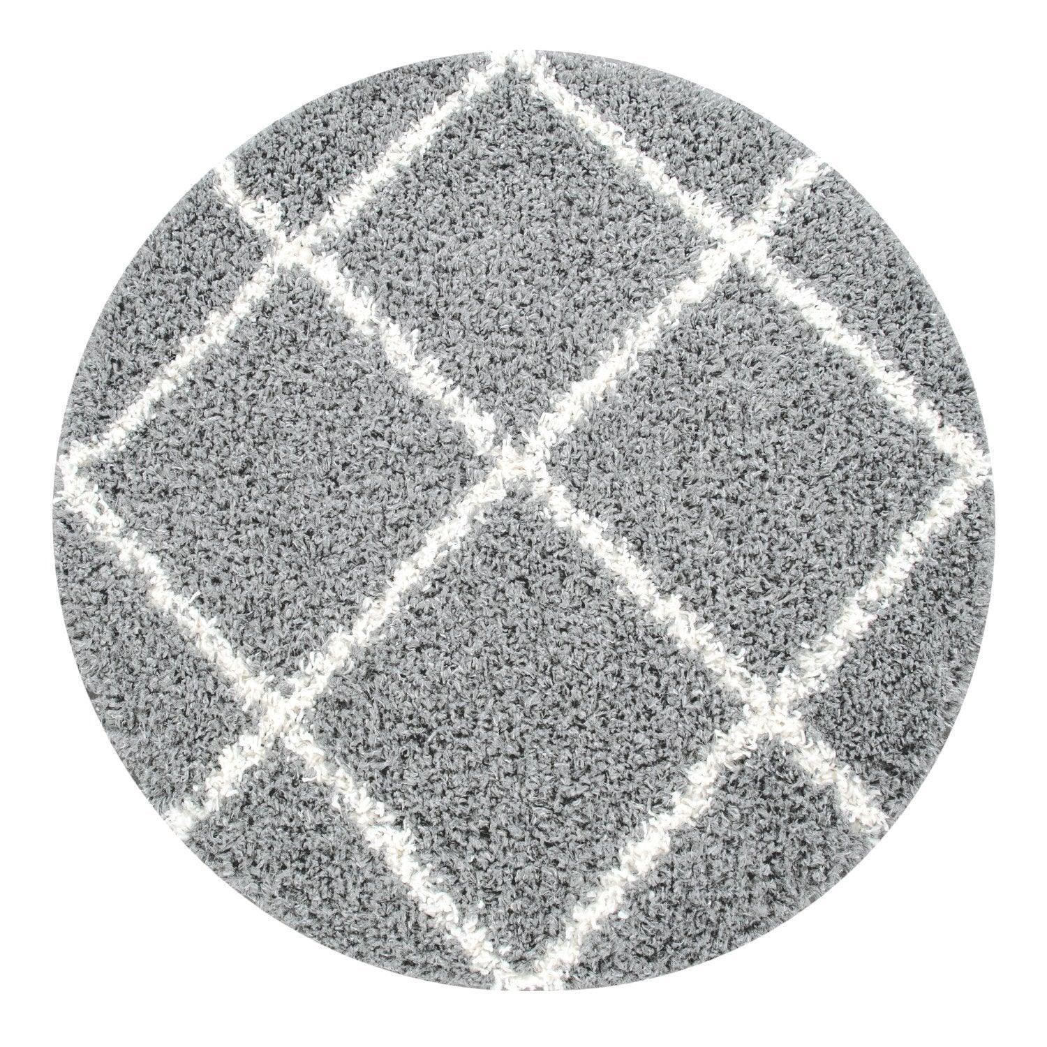Shag Rug Grey with Diamond Pattern Scandi Design RugYourHome