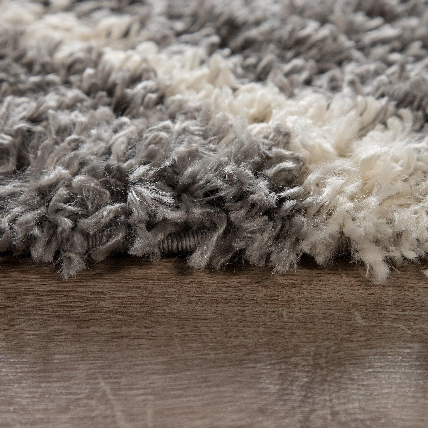 Shag Rug Grey with Diamond Pattern Scandi Design RugYourHome