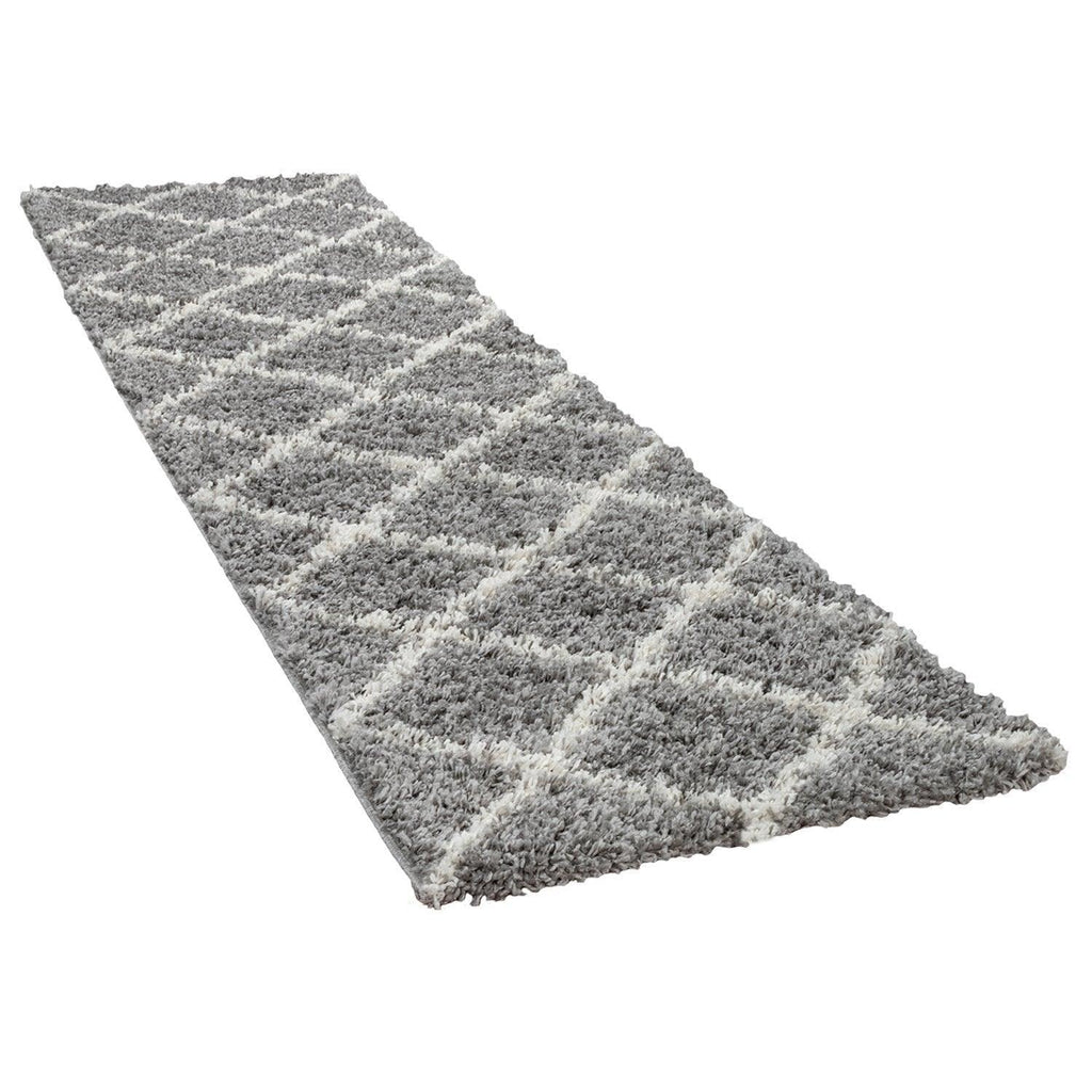 Shag Rug Grey with Diamond Pattern Scandi Design RugYourHome