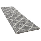 Shag Rug Grey with Diamond Pattern Scandi Design RugYourHome