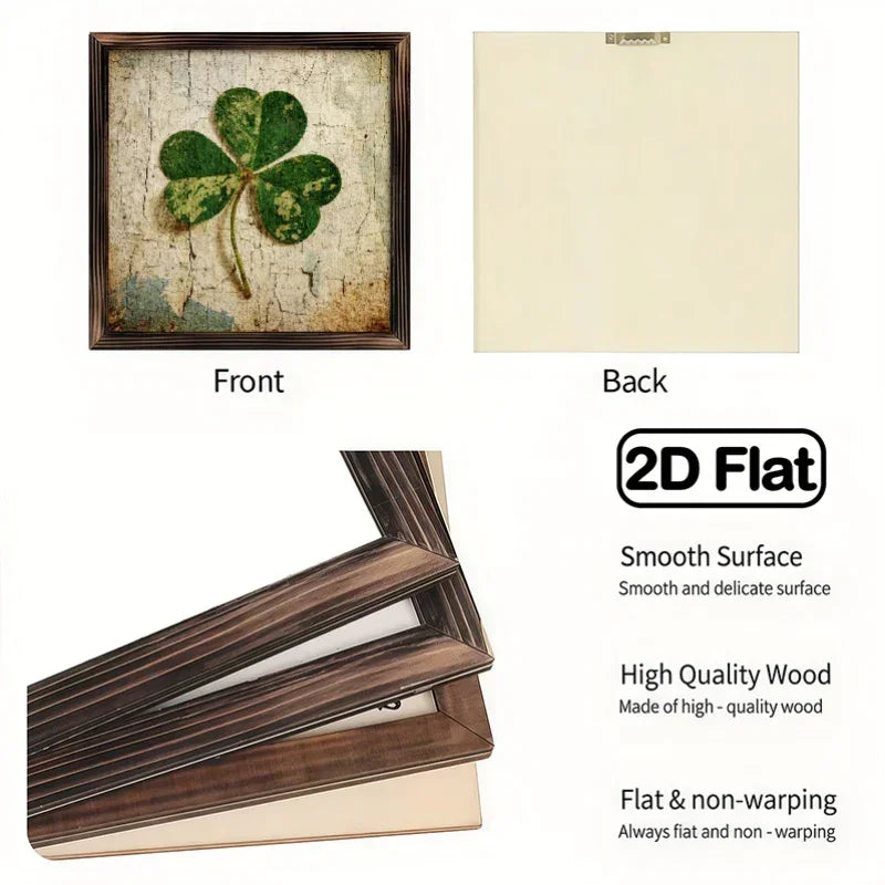 Shamrock Sign - Rustic Wooden Green 8x8 Inch